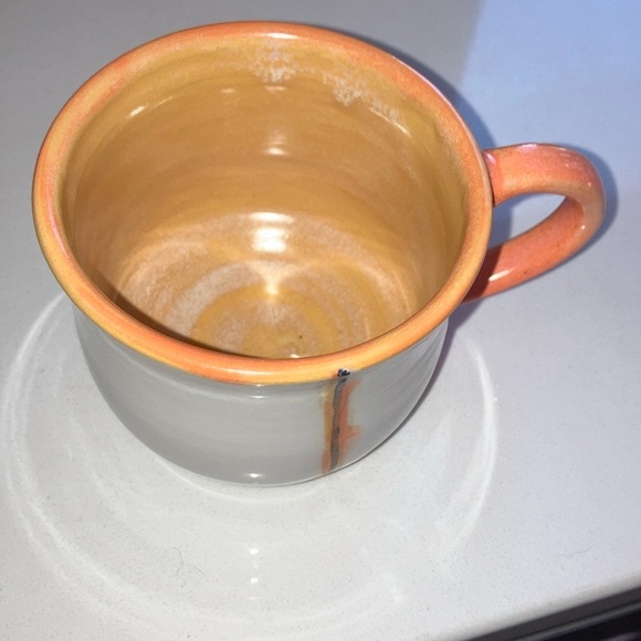 Ceramic clay pottery cup Orange and White Ceramic Mug - Picture 2 of 16